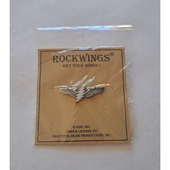 Grateful Dead Lightning Bolt Pin Deadhead Pilot Wings Licensed Hippie Lapel New - Picture 2 of 3